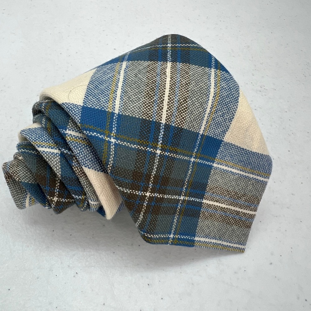 Ingles Buchan Scotland Wool Tie Blue Plaid Classic Academic Heritage Style